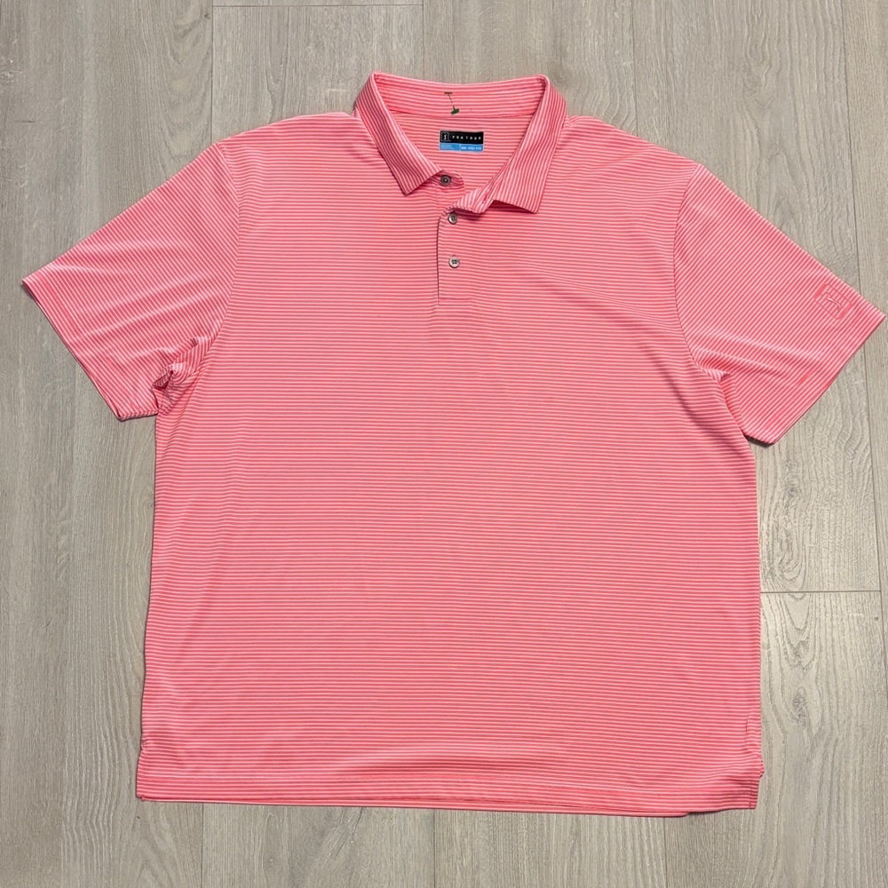 🔥BUNDLESALE Mens XXL PGA Tour Coral Striped Performance Polo Golf Shirt NWOT